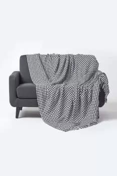Houndstooth 100% Cotton Bedspread Throw