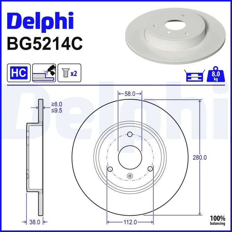DELPHI Brake disc DELPHI BG5214C