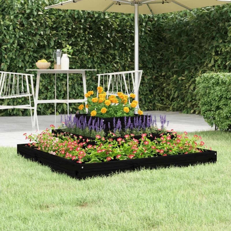 vidaXL Planter Black 80x80x27cm Solid Wood Pine, Black 823868