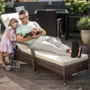 Tectake Cassis Rattan Sun Lounger - Grey