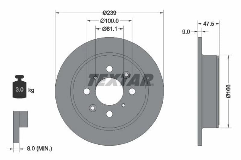Brake disc TEXTAR 92077903