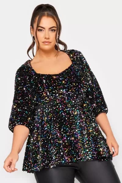 Velvet Sequin Sweetheart Top