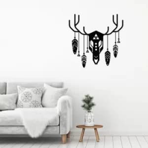 Deer Totem Black Decorative Metal Wall Accessory