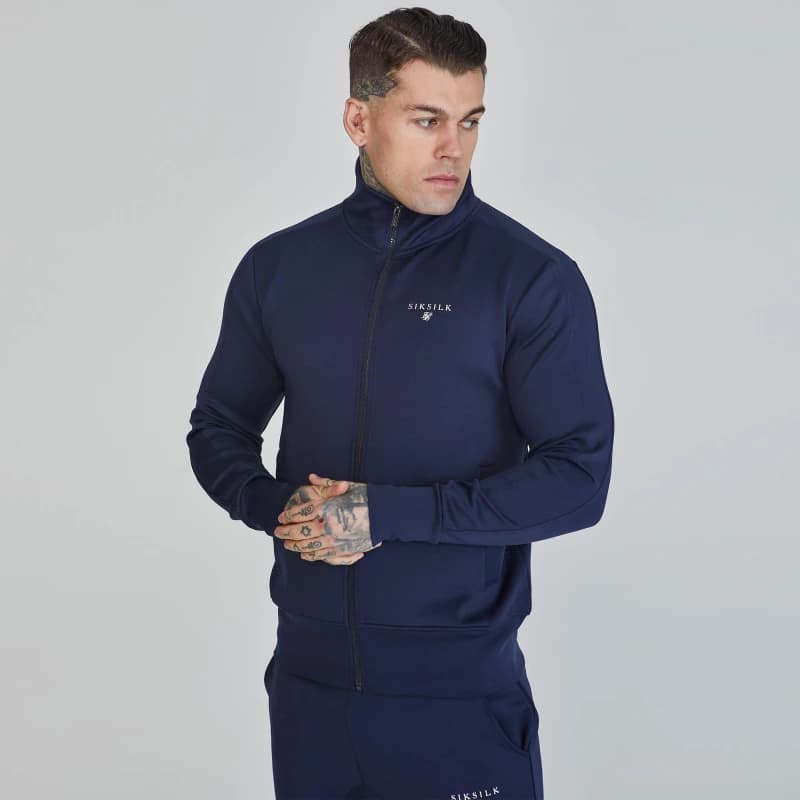 SikSilk Essentials Poly Track Top Navy