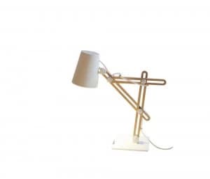Table Task Lamp 1 Light E27, Matt White, Beech