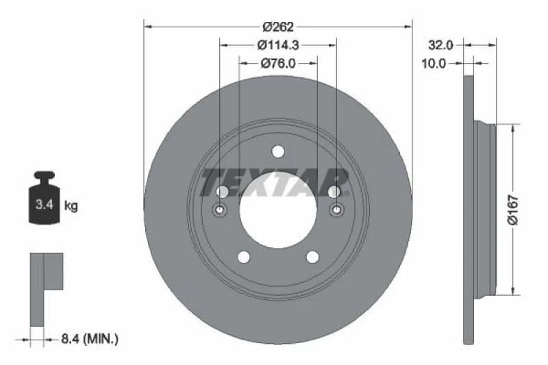 Brake disc TEXTAR 92314403