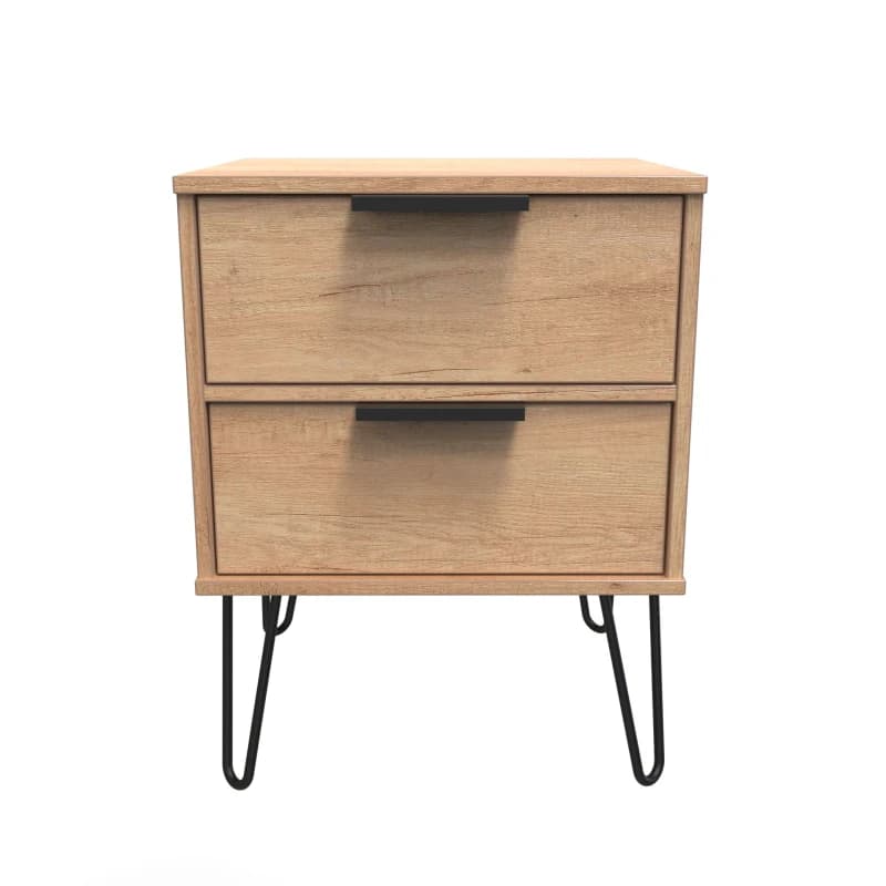 Osaka 2 Drawer Compact Bedside Cabinet In Nebraska Oak (Ready Assembled)
