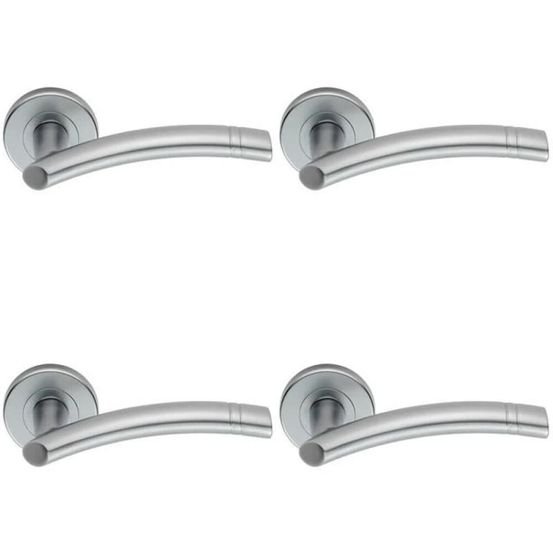 Loops 4x PAIR Arched Round Bar Handle with Ring Detailing Concealed Fix Satin Chrome Multi