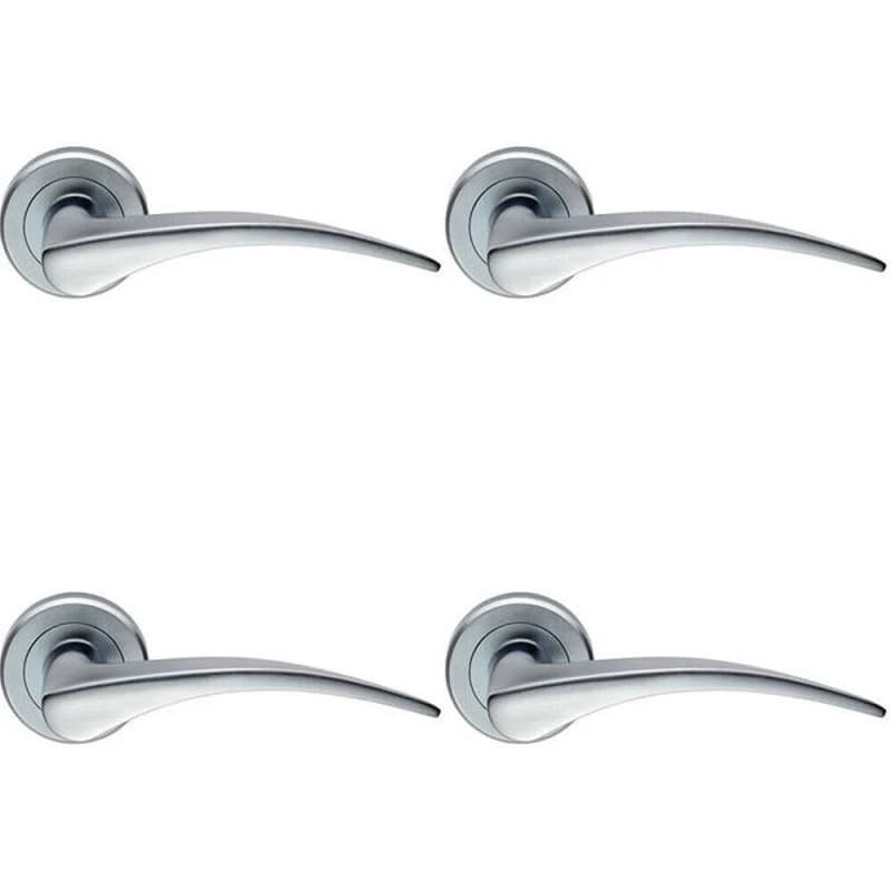 Loops 4x PAIR Arched Tapered Handle on Round Rose Concealed Fix Satin Chrome Multi