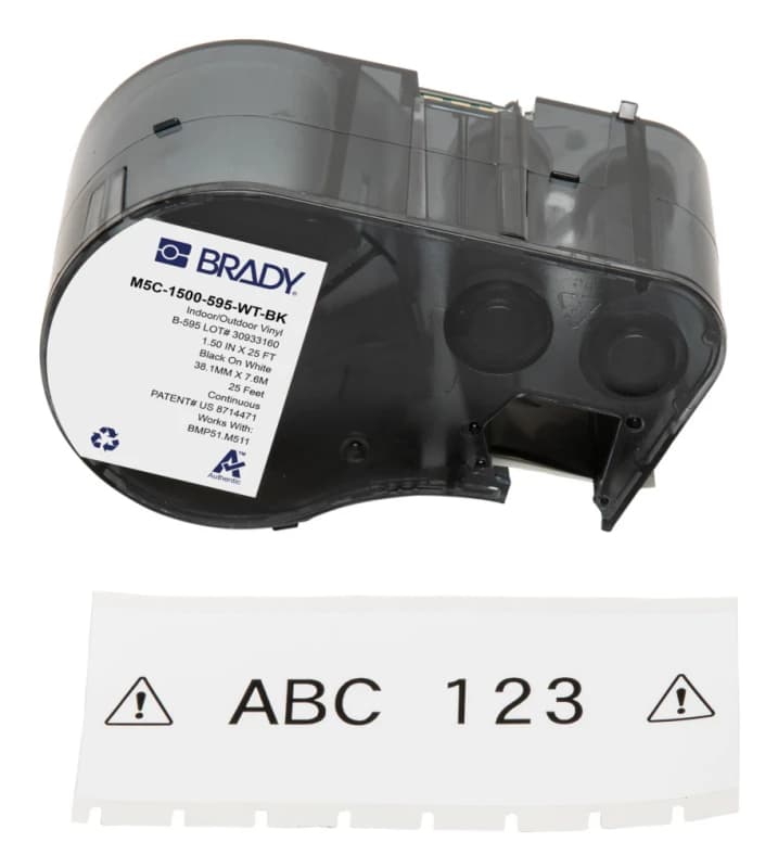 Brady M5C-1500-595-WT-BK printer label Black. White Self-adhesive prin