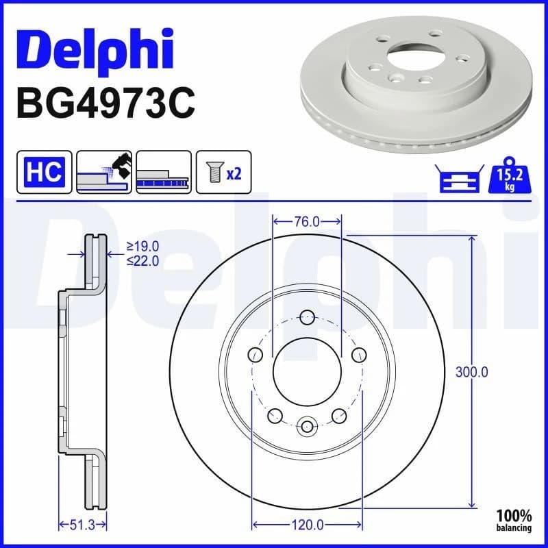 DELPHI Brake disc DELPHI BG4973C