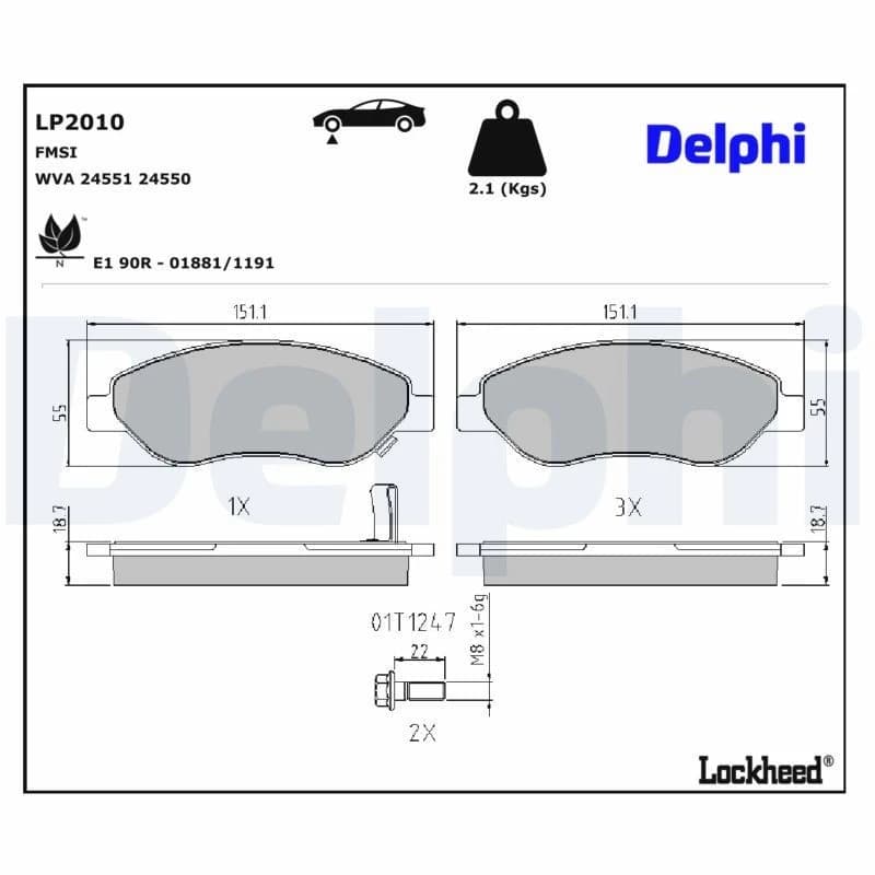 DELPHI Brake pad set DELPHI LP2010