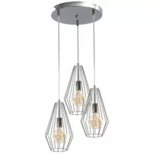 Keter Lex Cluster Pendant Ceiling Light Silver, 32cm, 3x E27