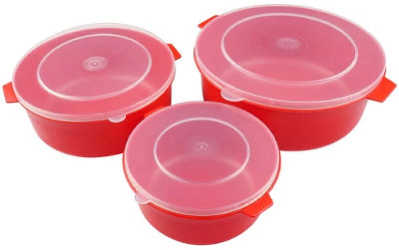 Good2Heat Plus Red 3 Pack 'Microwave Cookware' Dishwasher Safe Lidded Dish Set Red