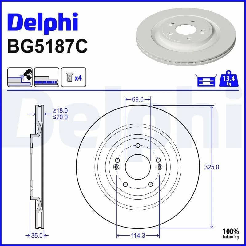 DELPHI Brake disc DELPHI BG5187C