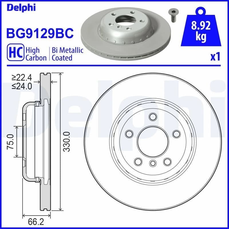 DELPHI Brake disc DELPHI BG9129BC