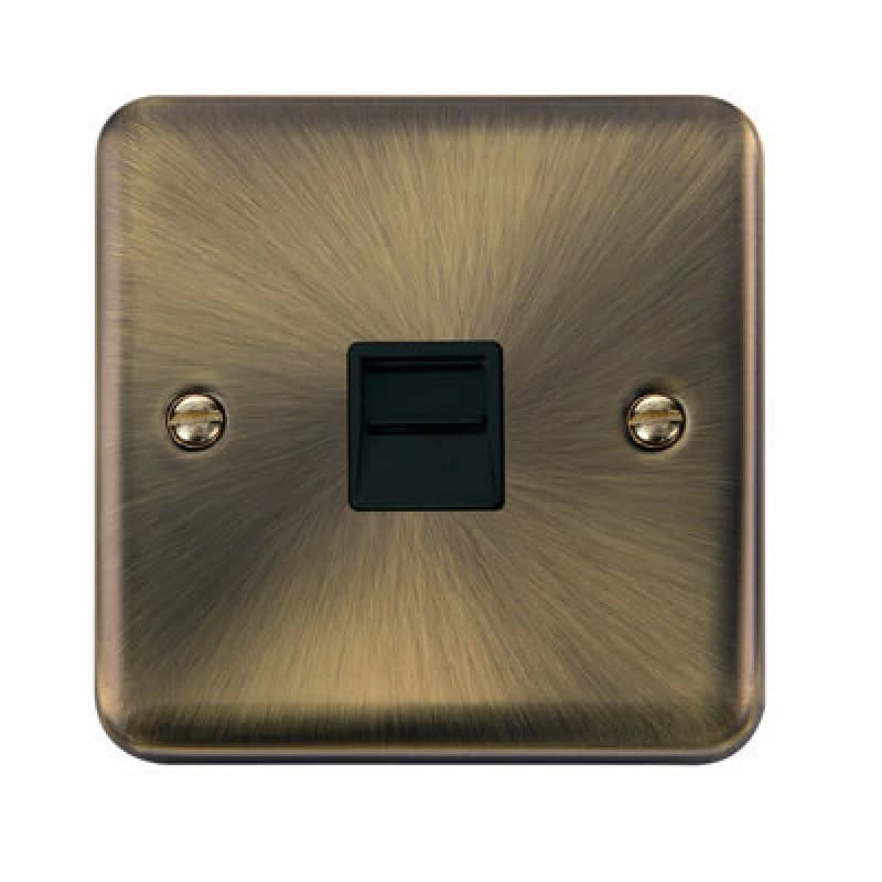 SE Home Curved Antique Brass Master Telephone Single Socket Gold
