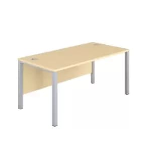 1400X600 Goal Post Rectangular Desk Maple - Silver