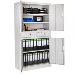 TecTake Filing Cabinet With 2 Drawers - Light Grey