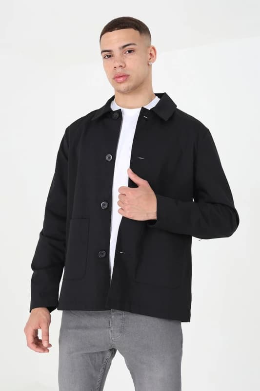 Brave Soul Patch Pocket Coach Jacket Black