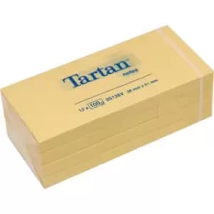 Post-it Tartan Notes 38MMX51MM Yellow (Pack-12)