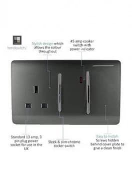 Trendiswitch 13A Cooker Swt & Socket Charcoal