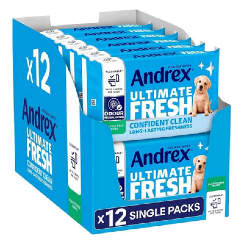 Andrex Classic Flushable 'Toilet Wipes' Clean Biodegradable White