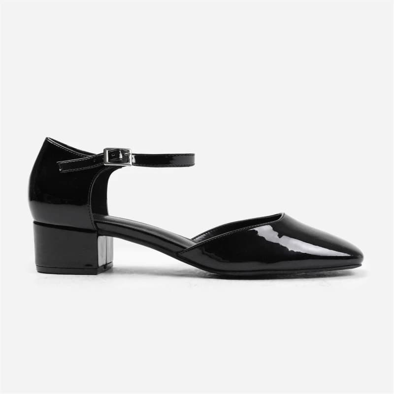 Where's That From 'Peony' Square Toe Low Block Heel With Strap Black