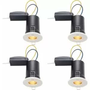 4 pack Fire Rated Recessed Ceiling Downlight - 50W GU10 - Fixed - Matt White