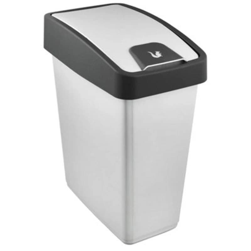 Keeeper Premium Waste Bin With Flip Lid 25 Litre - Silver