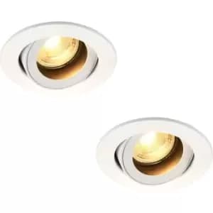 2 PACK Recessed Tiltable Ceiling Downlight - 50W GU10 Reflector - Matt White
