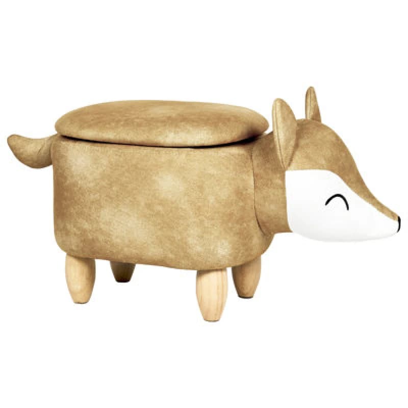 Beliani Storage Animal Stool Fox Velvet Orange Fox
