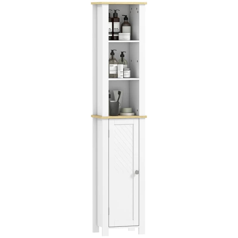 kleankin Slim Bathroom Storage Unit with Open Compartment, White 834-586V00WT