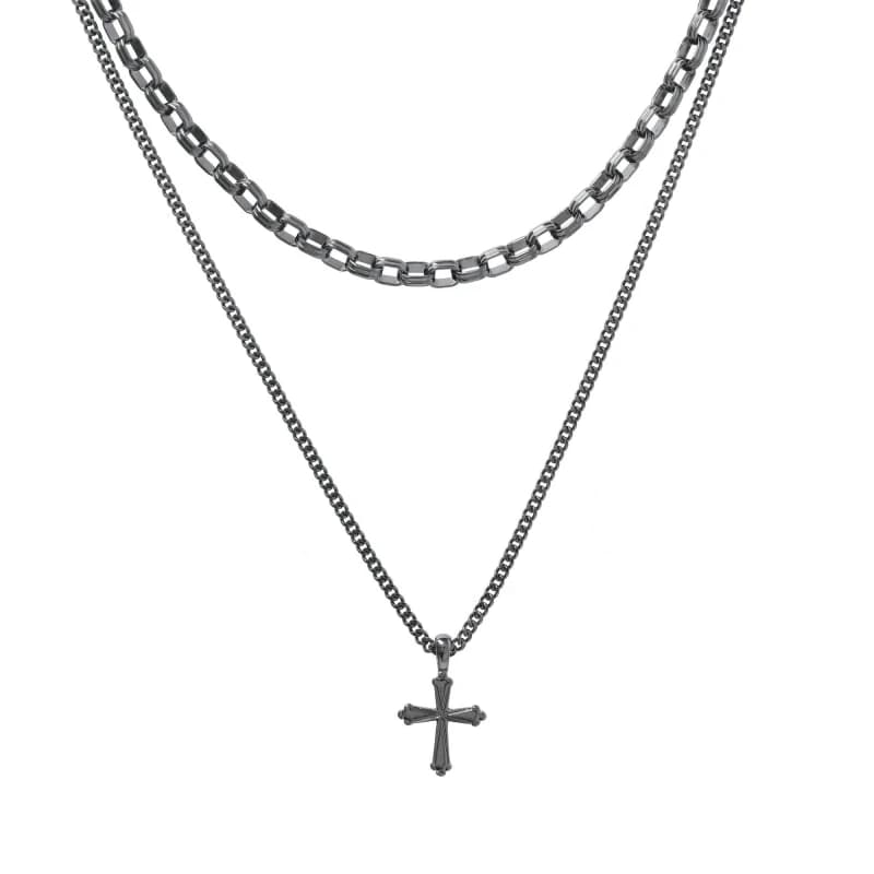 Fabric Multi Layer Necklace - Black One Size
