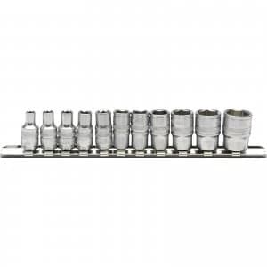 Draper 11 Piece 1/4" Drive Hex Socket Set Imperial on Rail 1/4"