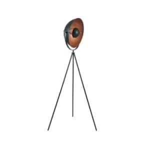 Black And Copper Diffused Tripod Floor Lamp