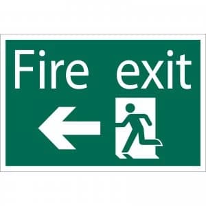 Draper Fire Exit Arrow Left Sign 200mm 300mm Standard