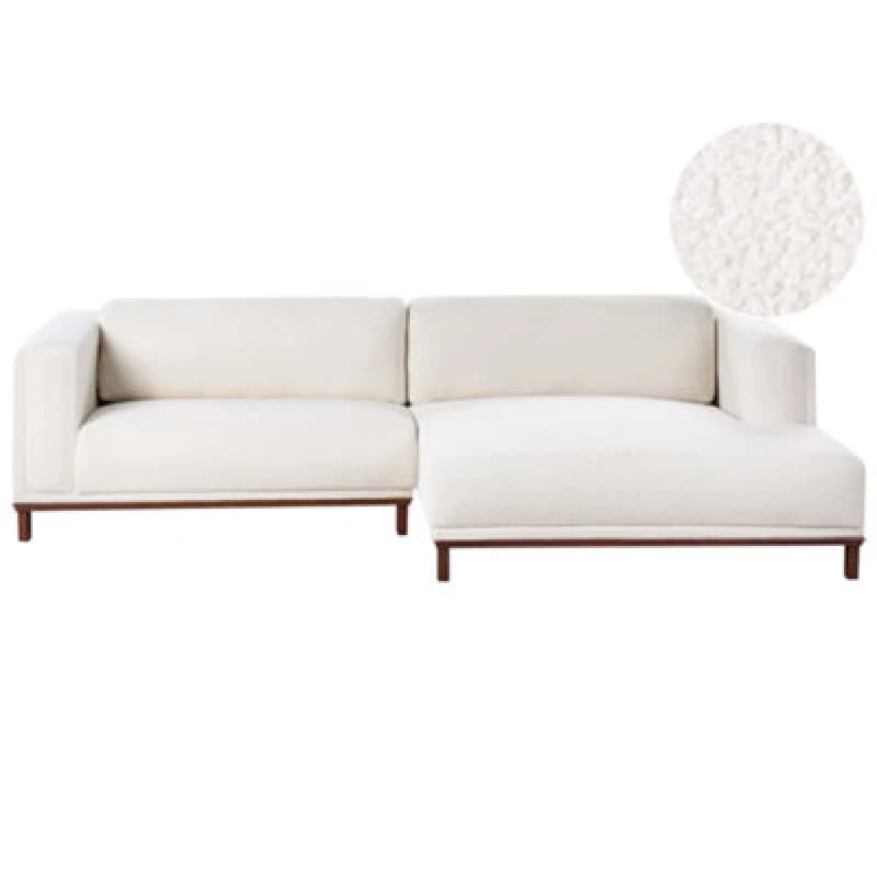Beliani Corner Sofa 4 Seater Veng Boucle Off-White Left Hand