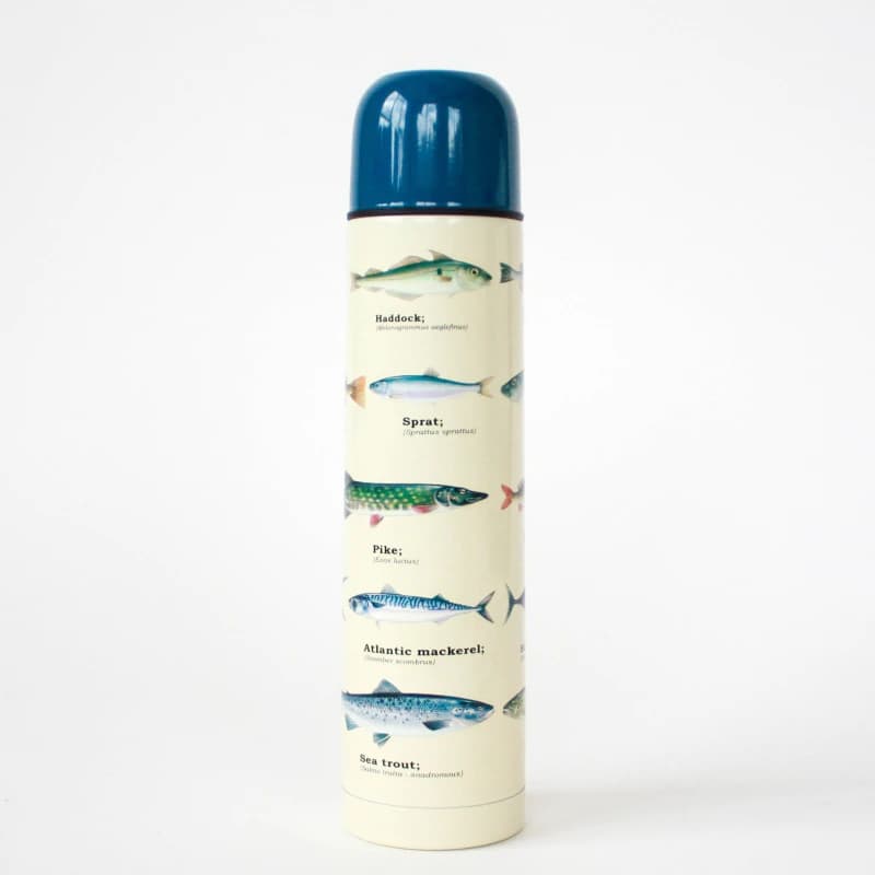Menkind Fish Vacuum Flask Blue unisex