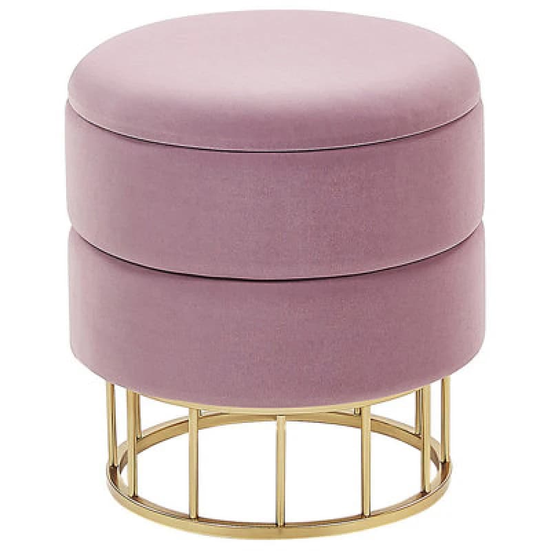 Beliani Storage Pouffe Elgin Velvet Pink