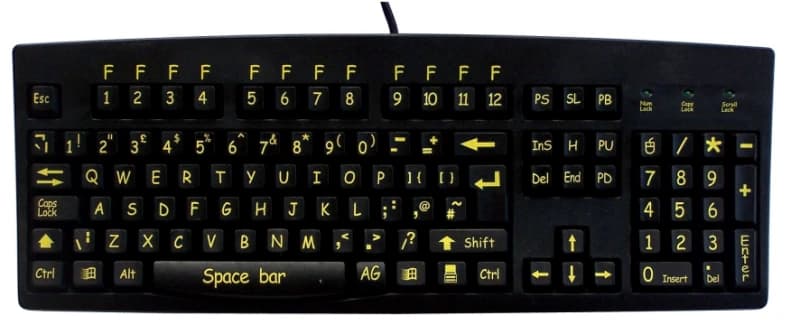Accuratus USB 260 High visibility; full size Black keyboard- designed