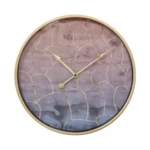 Gold & Pink Metal Wall Clock with Abstract Face