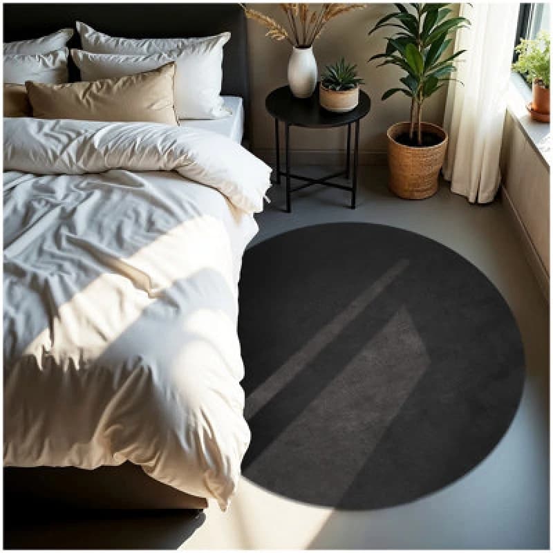 Tectake Rug Zonelle - Short Pile And Ultra-Soft, Rectangular Or Round 120 Cm - Anthracite