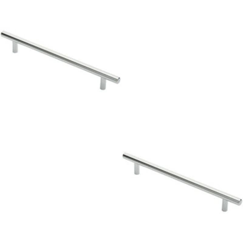 Loops 2x Round T Bar Cabinet Pull Handle 252 x 12mm 192mm Fixing Centres Chrome Multi unisex