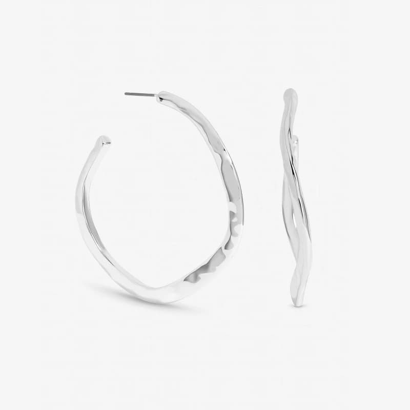 Mood Silver Plated Large Molten Hoops Silver female One Size