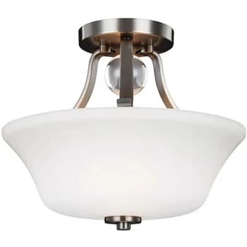 Evington - 2 Light Semi Flush Ceiling Light Satin Nickel, E27 - Elstead