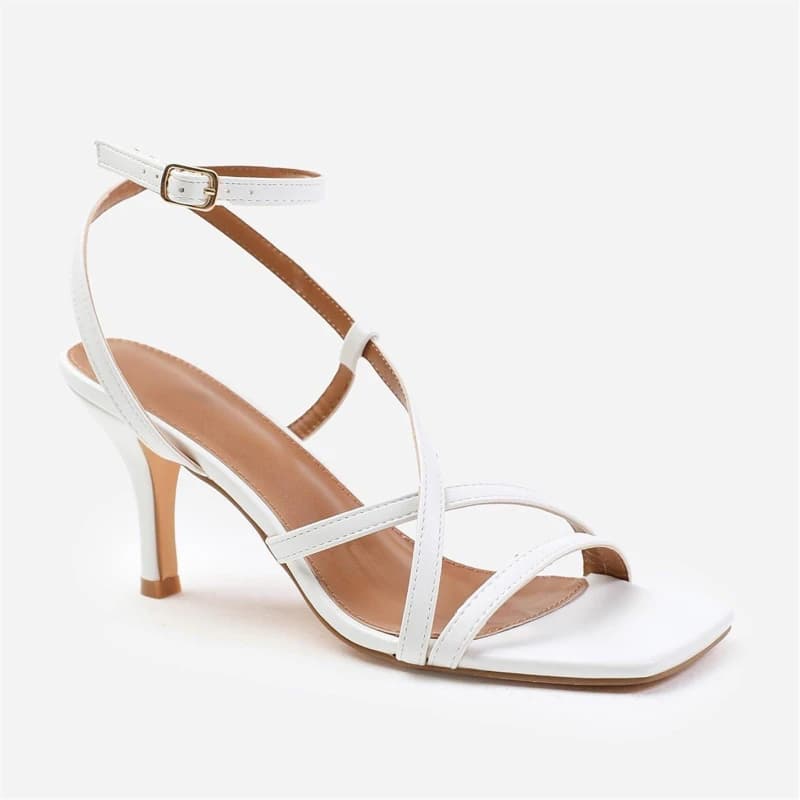 Where's That From 'Austin' Multi Strap Cross Over Mid Heels White