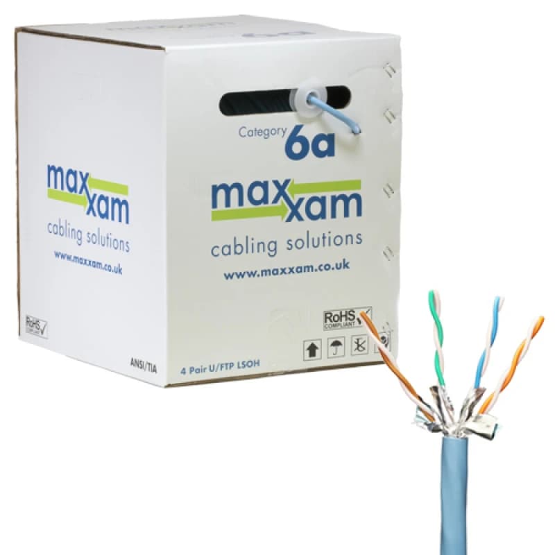 Cablenet Cat6a Ice Blue U/FTP LSOH 23AWG Solid CPR B2ca Cable 305m Ree