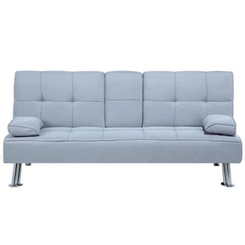 Beliani Sofa Bed 3 Seater Roxen Fabric Light Grey
