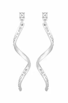 Silver Crystal Spiral Drop Earrings